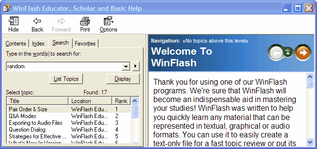 Guide For Winfrhelp Tutorial WinFlash Educator, Scholar and Basic Help